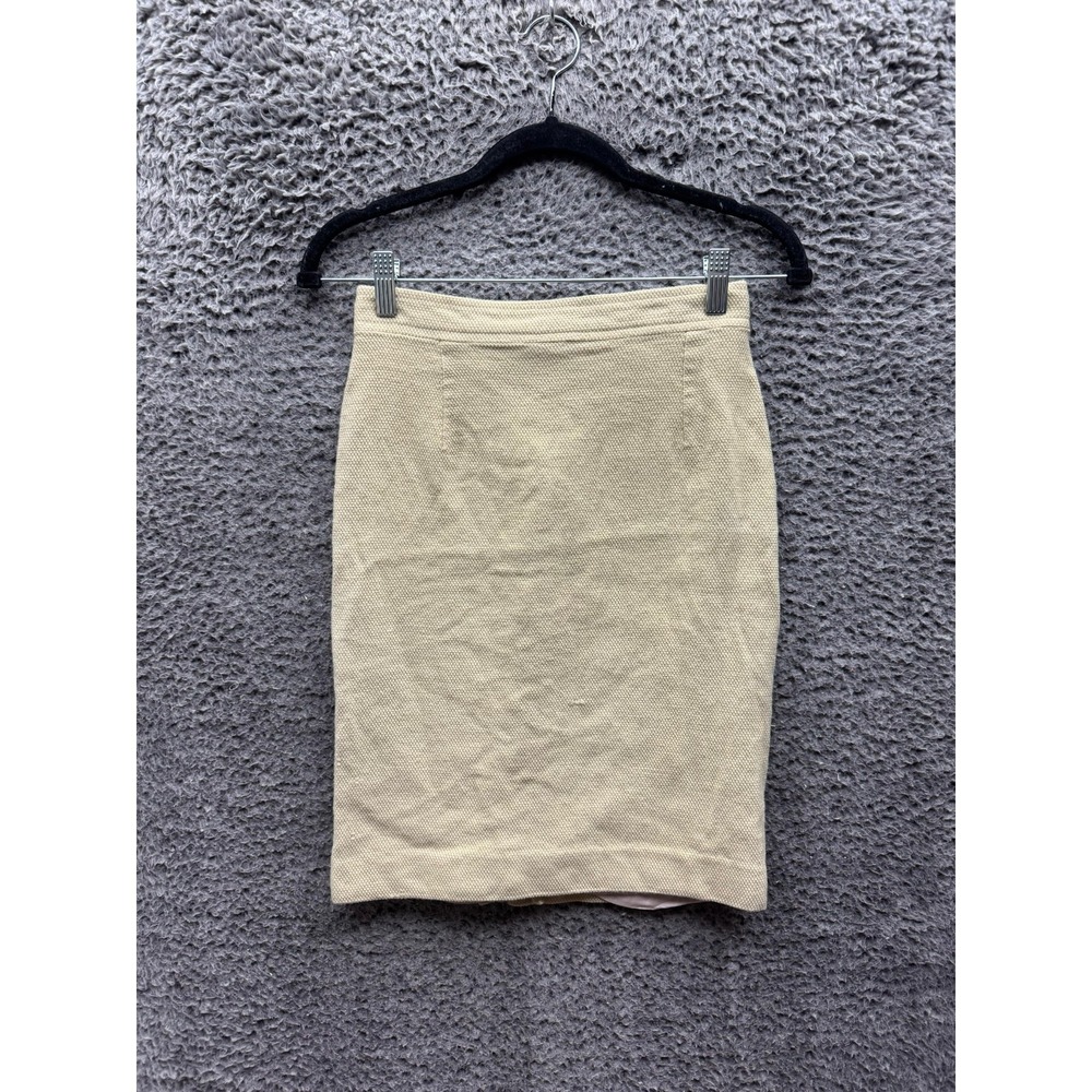 Vintage Courreges Paris Textured Midi Straight Pencil Skirt Beige Womens Size 0